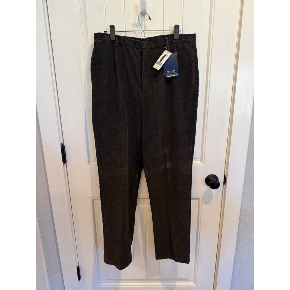 Lands’ End Women’s 16 Brown Corduroy Pants Straight Leg High Rise NWT